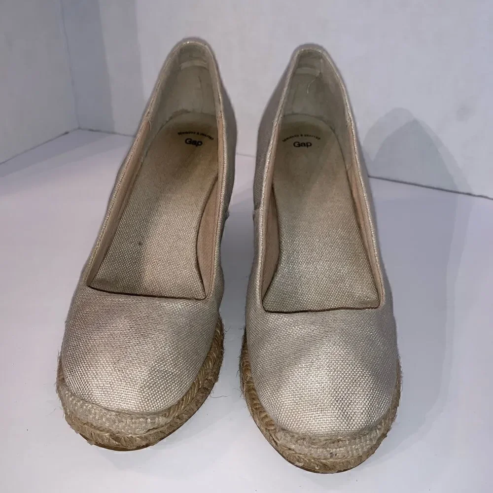 Gap Silver Wedge Espadrille Shoes